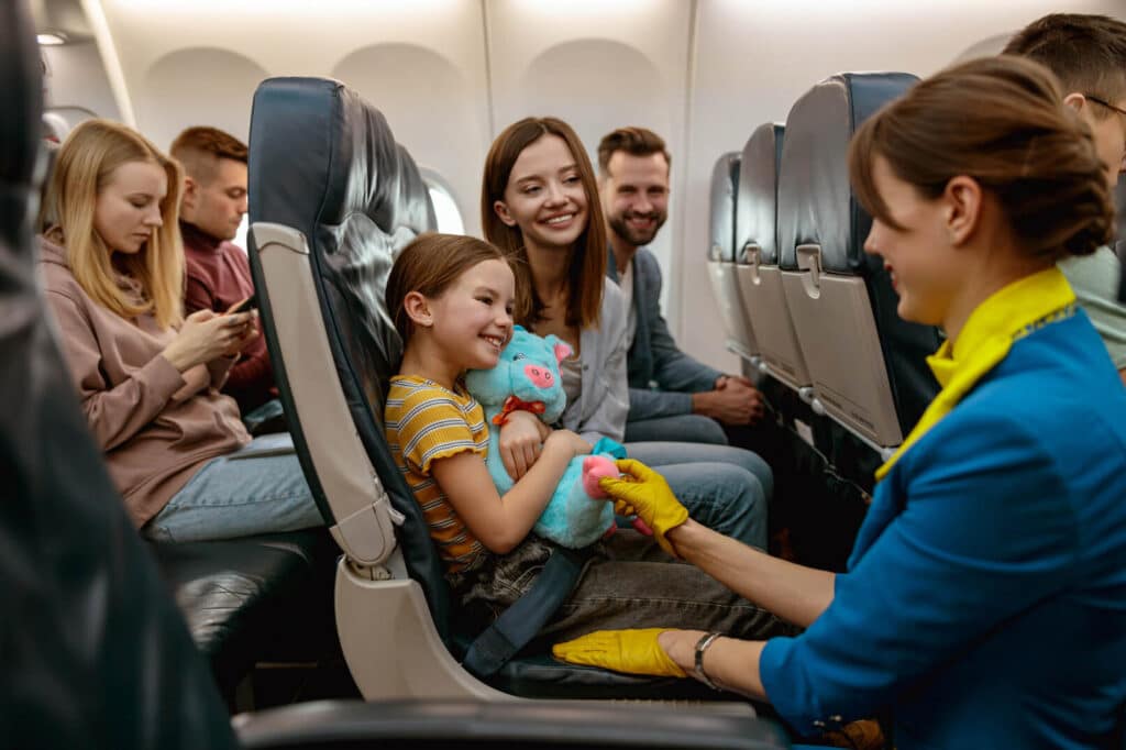 airplane entertaining kids while traveling